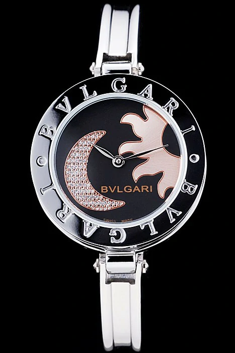 Bvlgari B.ZERO1 30mm Black Sun And Moon Dial Steel Case Black Bezel Steel Bracelet new73122