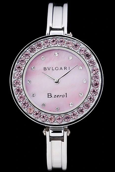 Bvlgari B.ZERO1 30mm Pink Dial Stainless Steel Case With Pink Crystals Steel Bracelet new73012