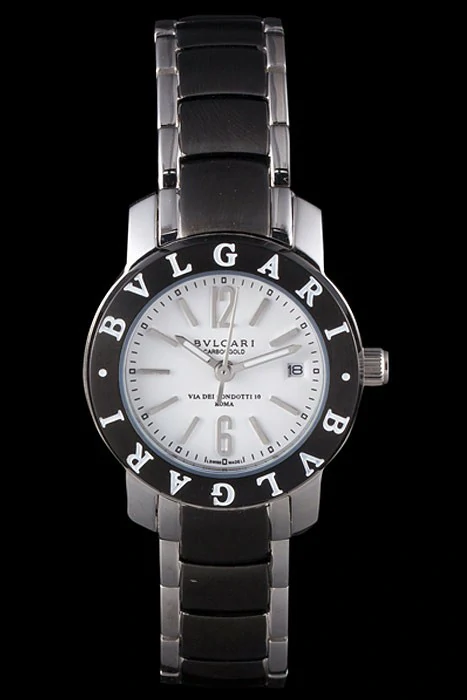 Bvlgari Bvlgari 27mm White Dial Stainless Steel Case Black Bezel Two Tone Steel Bracelet new116397