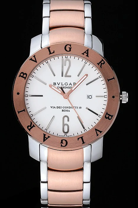 Bvlgari Bvlgari 42mm White Dial Stainless Steel Case Rose Gold Bezel Two Tone Bracelet new116400