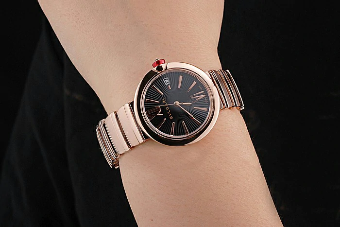 Bvlgari Lvcea Black Dial Rose Gold Numerals Rose Gold Case And Bracelet new121350