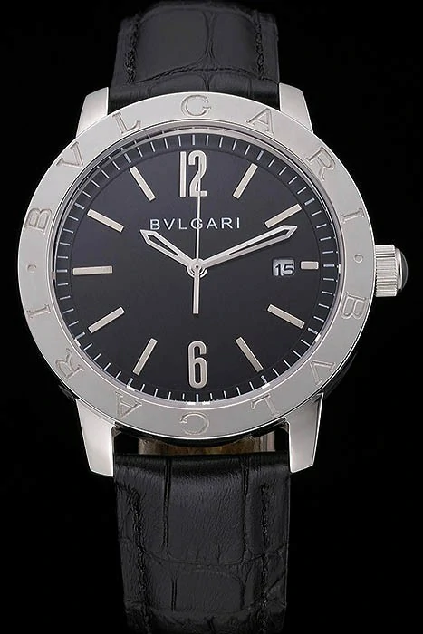 Bvlgari Solotempo Black Dial Stainless Steel Case Black Leather Strap new120713