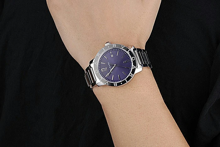 Bvlgari Solotempo Purple Dial Stainless Steel Case And Bracelet new120720
