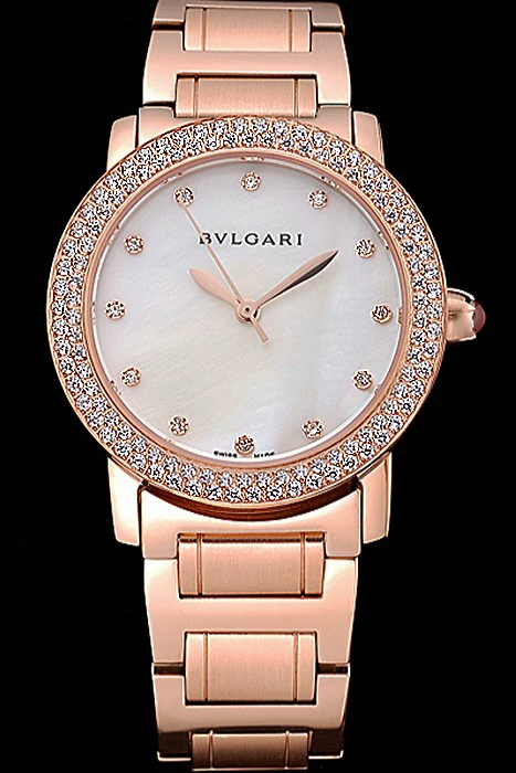 Bvlgari Solotempo White Dial Diamond Bezel Rose Gold Case And Bracelet new120721