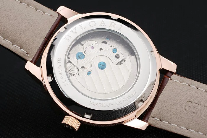 Bvlgari Tourbillon White Dial Gold Case Brown Leather Strap new121224