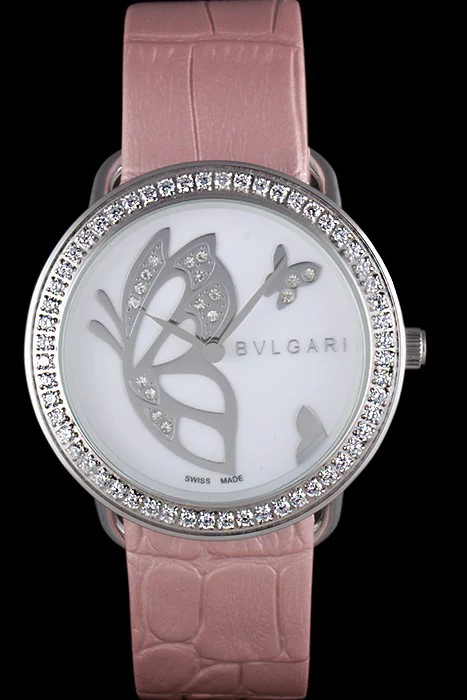 Bvlgari ZERO1 Butterfly Motif Light Pink Leather Band new117980
