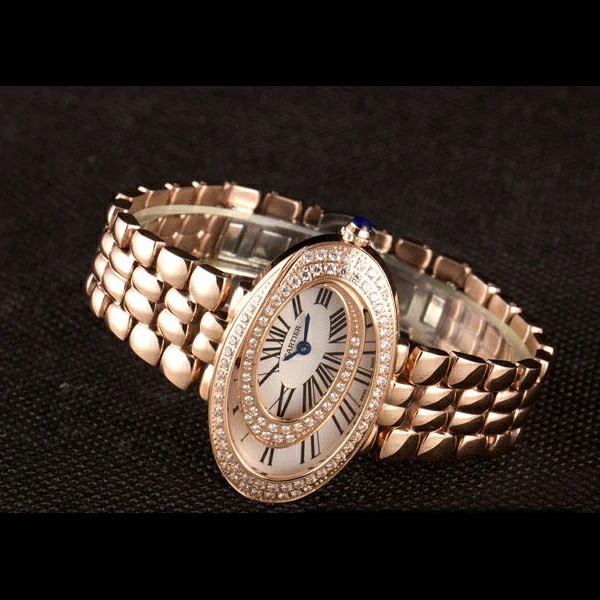 Cartier Baignoire Hypnose White Dial Diamonds Gold Case Gold Bracelet new59381