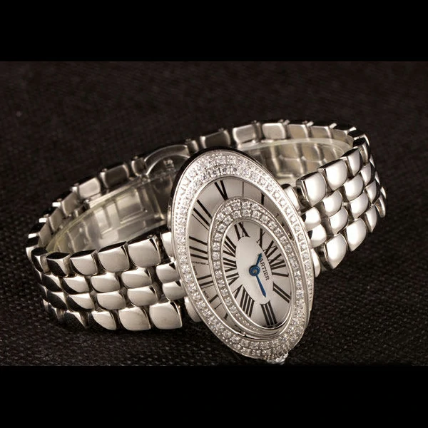 Cartier Baignoire Hypnose White Dial Diamonds Steel Case Steel Bracelet new59382
