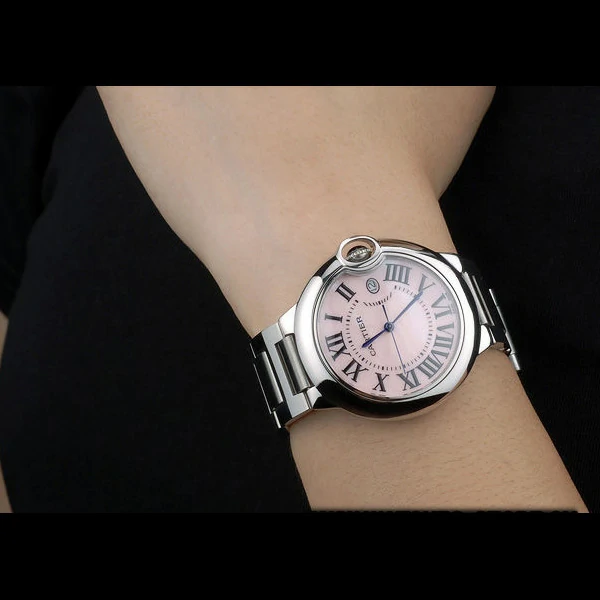 Cartier Ballon Bleu 38mm Pink Dial Stainless Steel Case And Bracelet new59136