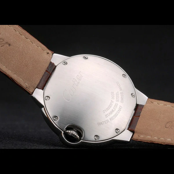 Cartier Ballon Bleu 38mm White Dial Stainless Steel Case Brown Leather Bracelet new59118