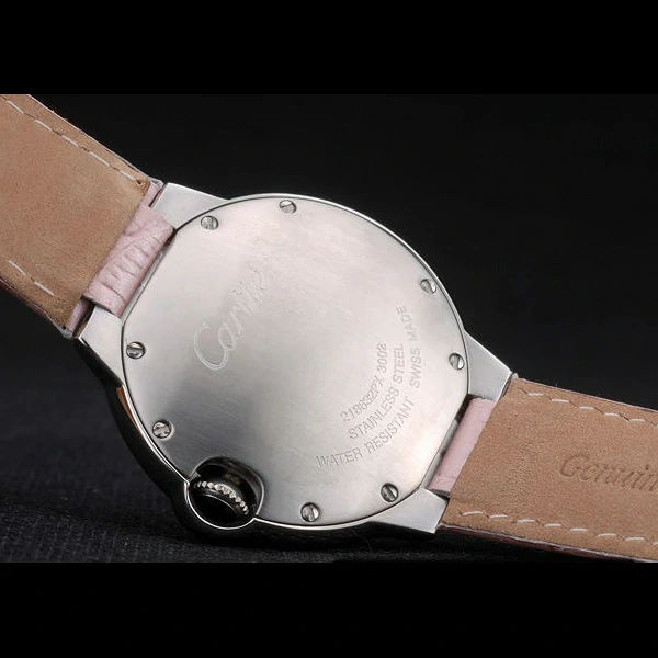 Cartier Ballon Bleu 38mm White Dial Stainless Steel Case Pink Leather Bracelet new59110