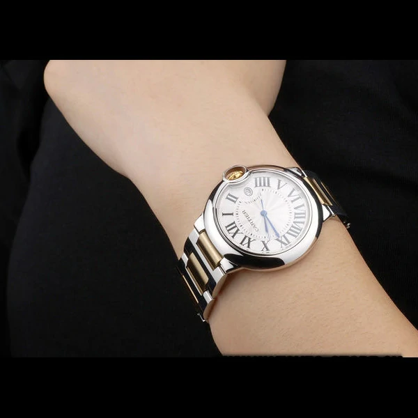 Cartier Ballon Bleu 38mm White Dial Stainless Steel Case Two Tone Gold Bracelet new59126