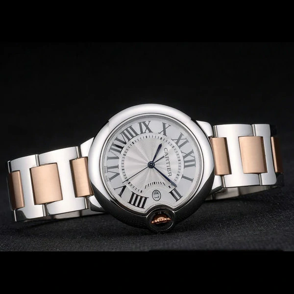 Cartier Ballon Bleu 38mm White Dial Stainless Steel Case Two Tone Rose Gold Bracelet new59124