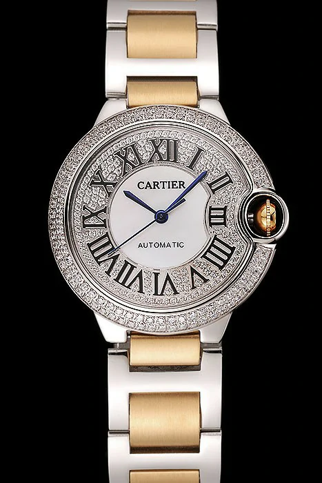 Cartier Ballon Bleu 40 MM Diamond Dial Diamond Case Gold And Staineless Steel Bracelet new124506