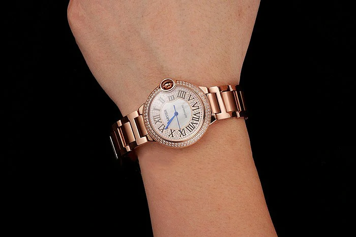 Cartier Ballon Bleu 40 MM Diamond Dial Diamond Case Rose Gold Bracelet new124500