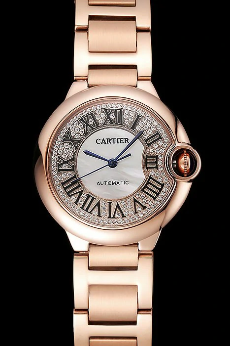 Cartier Ballon Bleu 40 MM Diamond Dial Rose Gold Bracelet new124502