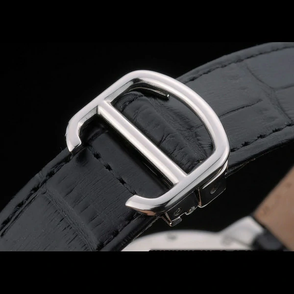 Cartier Ballon Bleu 42mm Black Dial Stainless Steel Case Black Leather Bracelet new59119