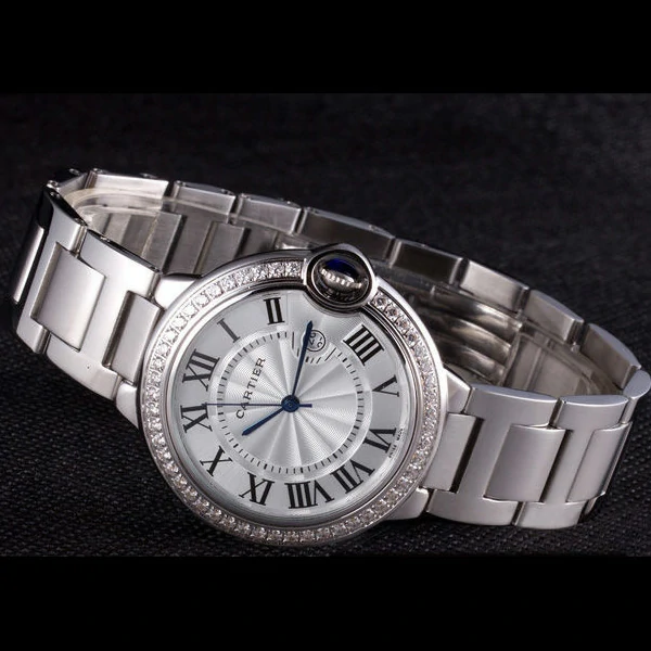 Cartier Ballon Bleu 42mm White Dial Diamonds Stainless Steel Case And Bracelet new57552