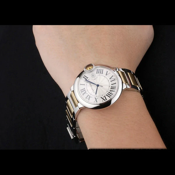 Cartier Ballon Bleu 42mm White Dial Stainless Steel Case Two Tone Gold Bracelet new59125