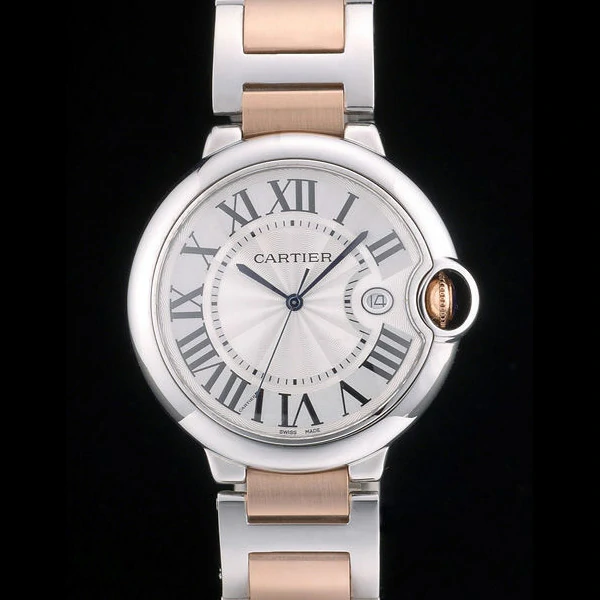 Cartier Ballon Bleu 42mm White Dial Stainless Steel Case Two Tone Rose Gold Bracelet new59123