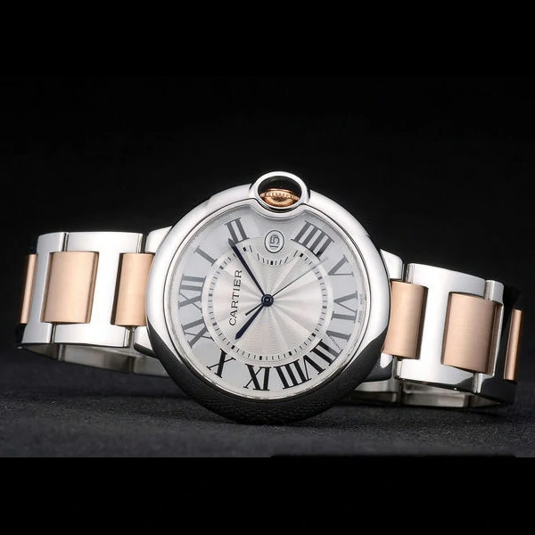 Cartier Ballon Bleu 42mm White Dial Stainless Steel Case Two Tone Rose Gold Bracelet new59123