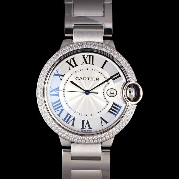 Cartier Ballon Bleu 44mm White Dial Diamonds Stainless Steel Case And Bracelet new57554