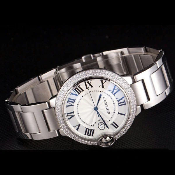 Cartier Ballon Bleu 44mm White Dial Diamonds Stainless Steel Case And Bracelet new57554