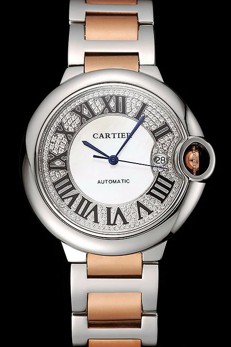 Cartier Ballon Bleu 46 MM Diamond Dial Rose Gold And Staineless Steel Bracelet new124509