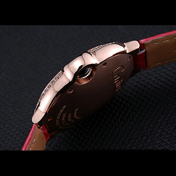 Cartier Ballon Bleu de Cartier White Dial Diamonds Case Pink Leather Bracelet new60442