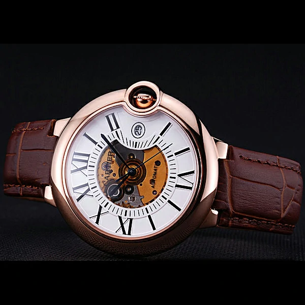 Cartier Ballon Bleu de Cartier White Dial Gold Case Brown Leather Bracelet new60441