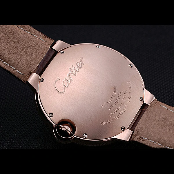 Cartier Ballon Bleu de Cartier White Dial Gold Case Brown Leather Bracelet new60441