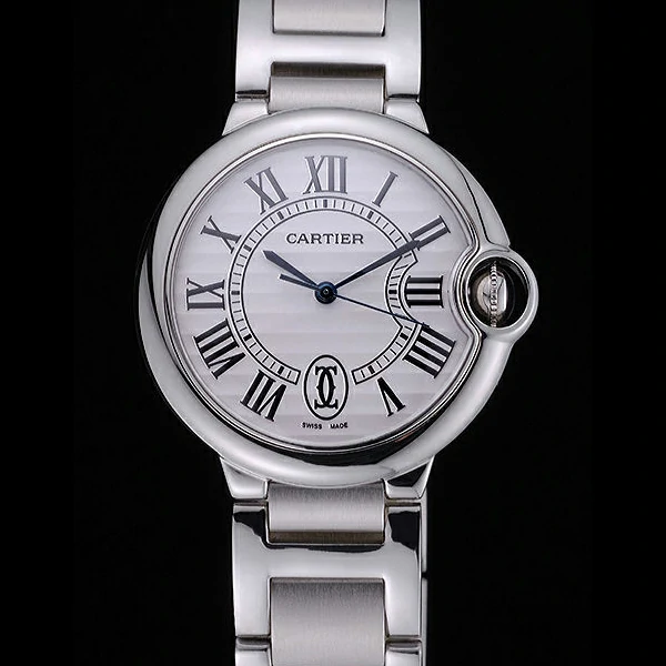 Cartier Ballon Bleu de Cartier White Dial Roman Numerals Stainless Steel Bracelet new60444