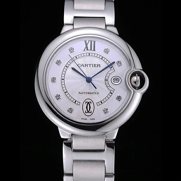 Cartier Ballon Bleu de Cartier White Diamond Dial Stainless Steel Bracelet new60443