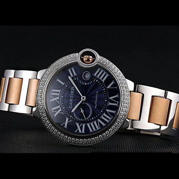 Cartier Ballon Bleu Diamond Case Blue Dial Two Tone Bracelet new60601