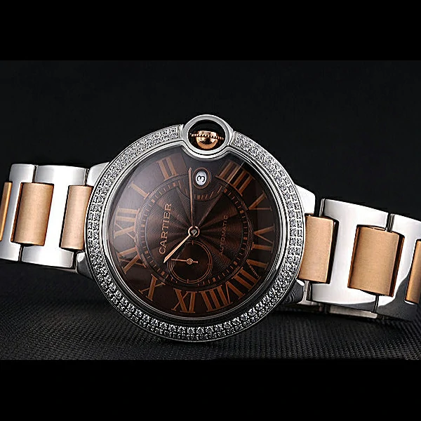Cartier Ballon Bleu Diamond Case Brown Dial Two Tone Bracelet new60600