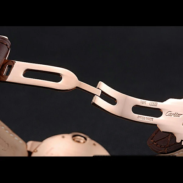 Cartier Ballon Bleu Diamond Case White Dial Brown Leather Bracelet new60604