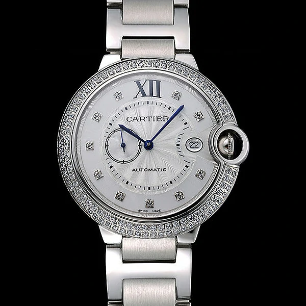 Cartier Ballon Bleu Diamond Case White Dial Stainless Steel Bracelet new60599