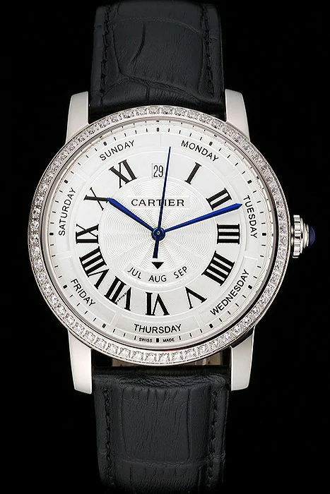 Cartier Ballon Bleu GMT Silver Dial Rose Gold Case Brown Leather Strap new122734