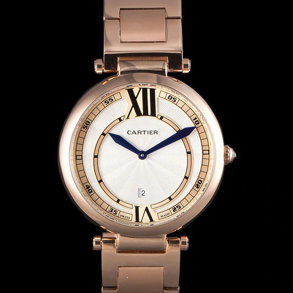 Cartier Ballon Bleu Rose Gold Stainelss Steel Strap White Dial new59527