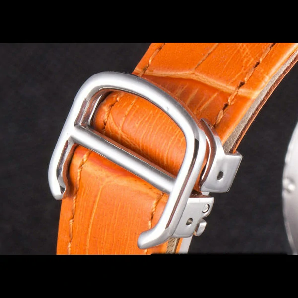 Cartier Ballon Bleu Silver Bezel with White Dial and Orange Leather Band new59640