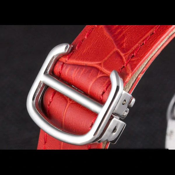 Cartier Ballon Bleu Silver Bezel with White Dial Red Leather Band new59641