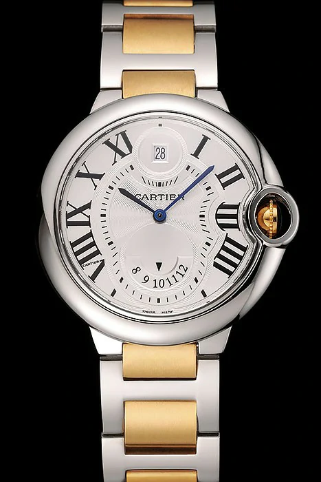 Cartier Ballon Bleu Two Timezone White Dial Silver Case Gold And Silver Bracelet new124496