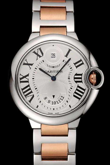 Cartier Ballon Bleu Two Timezone White Dial Silver Case Rose Gold And Silver Bracelet new124494