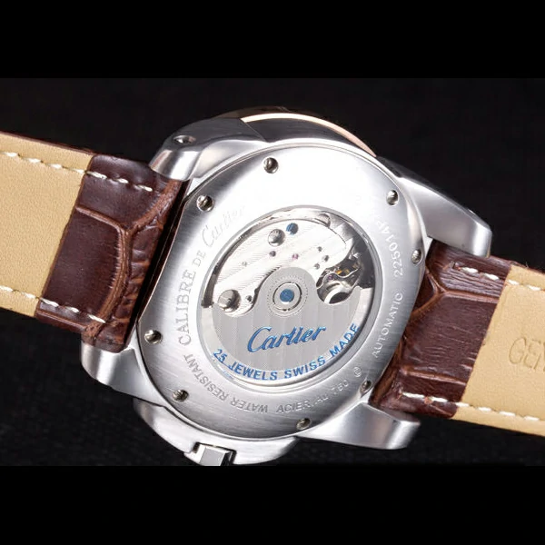 Cartier Calibre Flying Tourbillon White Dial Two Tone Case Brown Leather Bracelet new58105