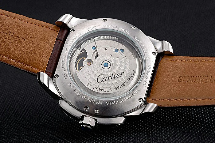 Cartier Calibre Tourbillon White Dial Stainless Steel Case Brown Leather Strap new120729