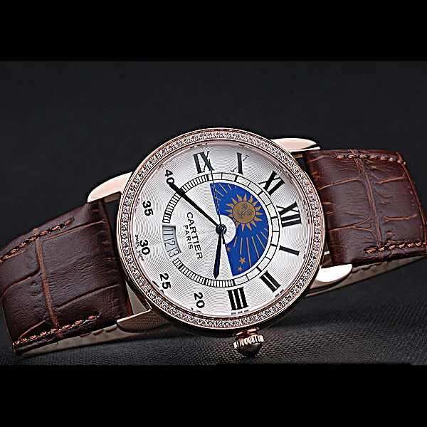 Cartier Moonphase Gold Diamond Case White Dial new60083