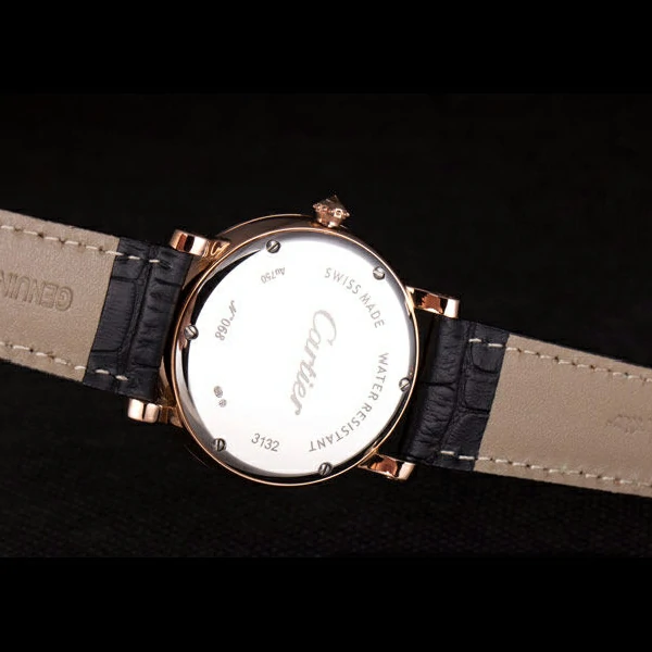 Cartier Moonphase Rose Gold Watch with Black Leather Band new59456