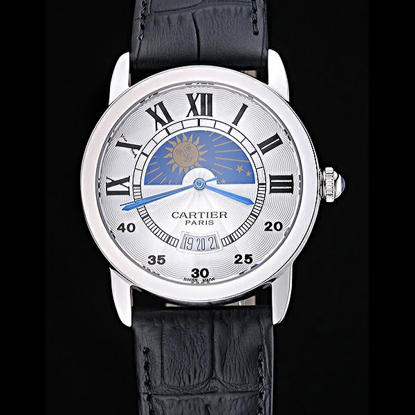 Cartier Moonphase Stainless Silver Dial White Dial new60085