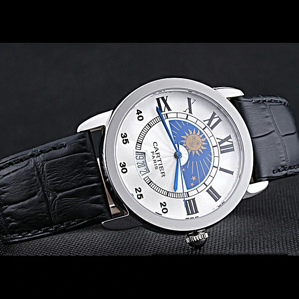 Cartier Moonphase Stainless Silver Dial White Dial new60085