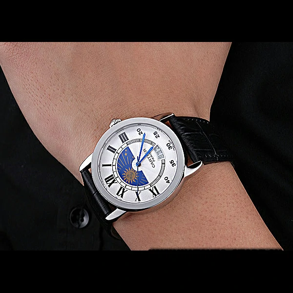 Cartier Moonphase Stainless Silver Dial White Dial new60085
